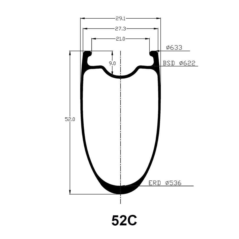 38/52mm Carbon Spoke - 21mm Inner Width - Triaero