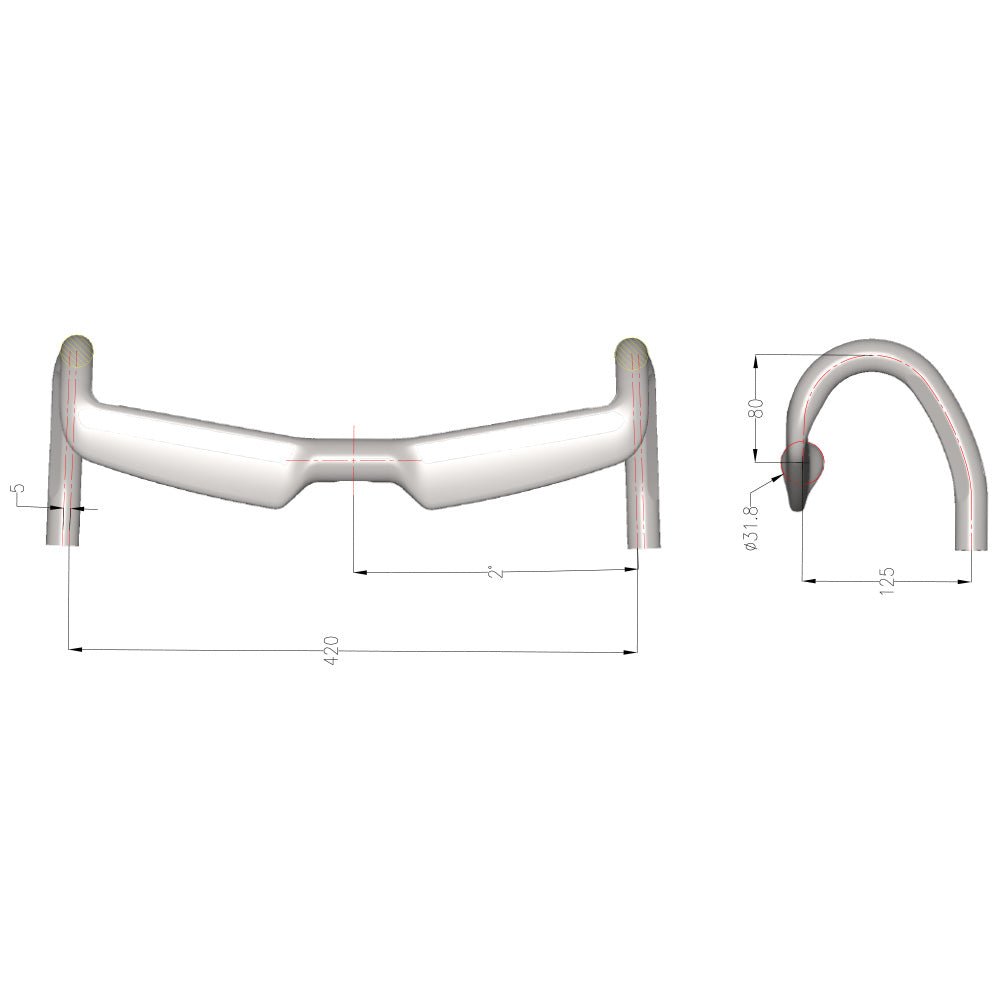 Internal Routing Road Bike Handlebar HBA9 - Triaero